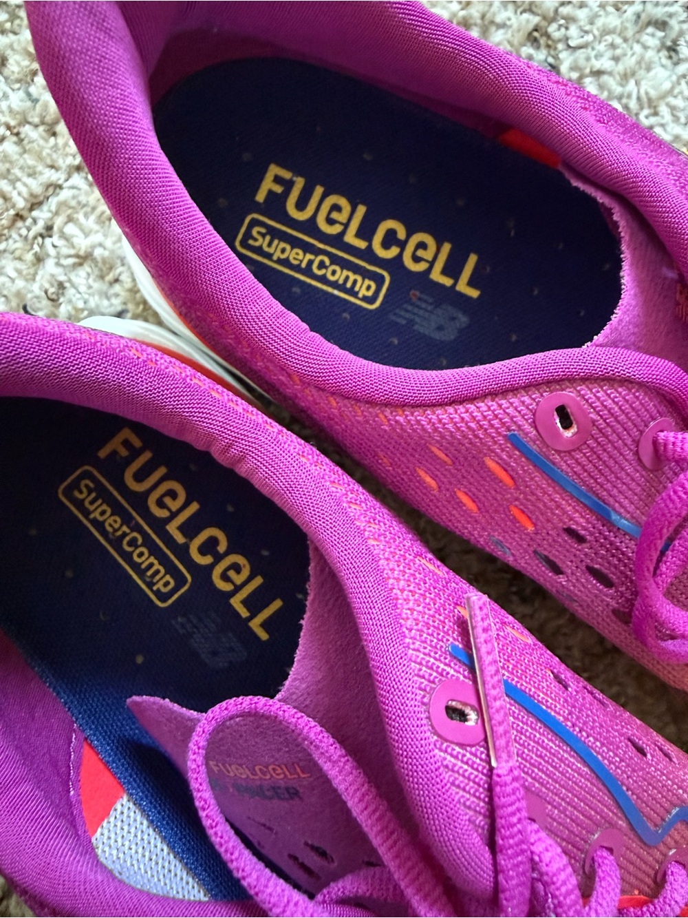 New Balance Women's Bright Pink and Coral FuelCell Running Sneakers - Picture 7 of 9